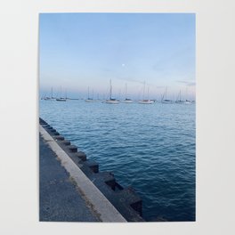 Sailboats on Lake Michigan - Chicago, Illinois Poster