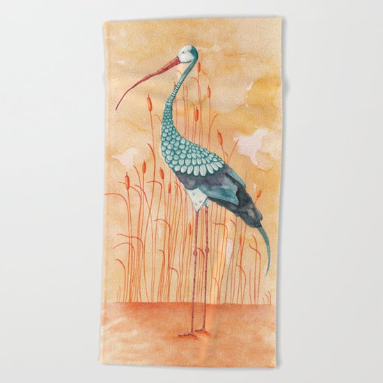 An Exotic Stork Beach Towel