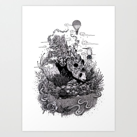 Land of the Sleeping Giant (ink drawing) Art Print
