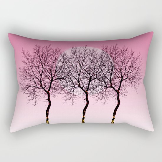Triplet trees in pink Rectangular Pillow