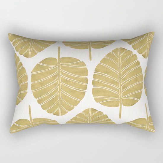 Elephant Ear Alocasia – Gold Palette Rectangular Pillow