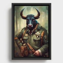 Bull dressed as a Forest Ranger No.1 Framed Canvas