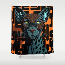 Black Panther Maximalist Eclectic Shower Curtain