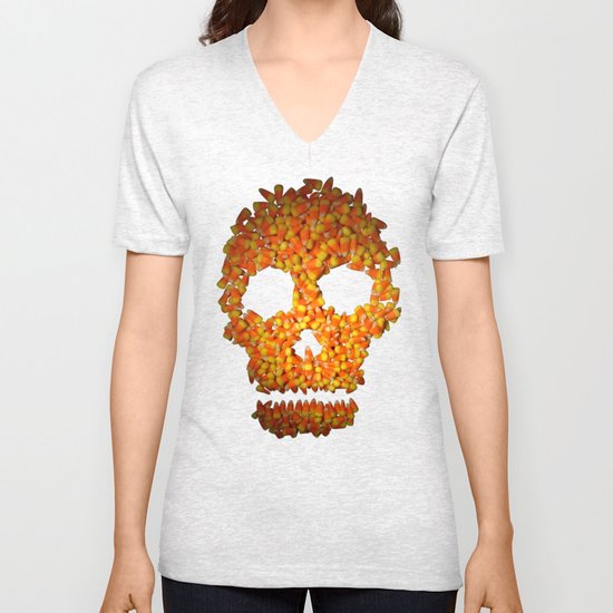 Candy Corn Skull Unisex V-Neck