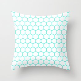 Honeycomb (Turquoise & White Pattern) Throw Pillow