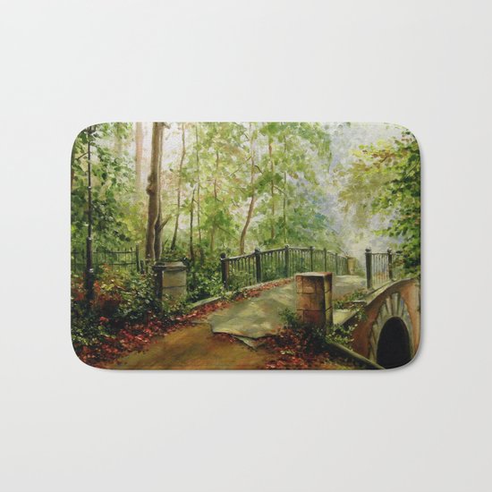 Old bridge in the forest Bath Mat