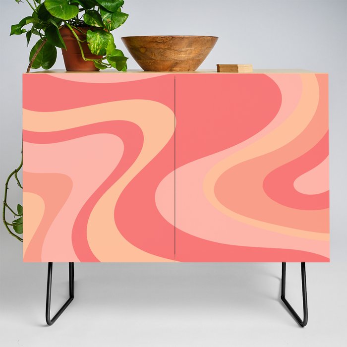 Peach Pink Abstract Trippy Dream Pattern Credenza