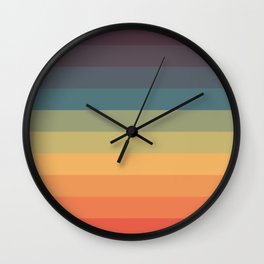 Colorful Retro Striped Rainbow Wall Clock | Pastel, Retro, Lines, Colorful, Graphicdesign, Digital, Multicolor, Summer, Timeless, Gradient 