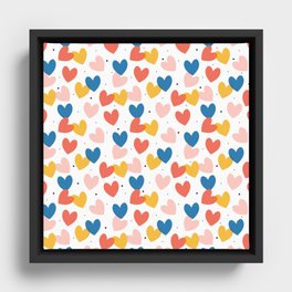 Cute Colorful Hearts Framed Canvas