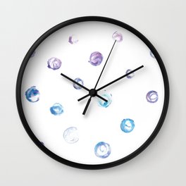Starry Planets Wall Clock | Painting, Plantes, Digital, Abstract, Purple, Trendy, Fluffy, Blue, Universe, Pattern 
