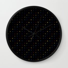 Ditsy Organelles - Color on Black Wall Clock