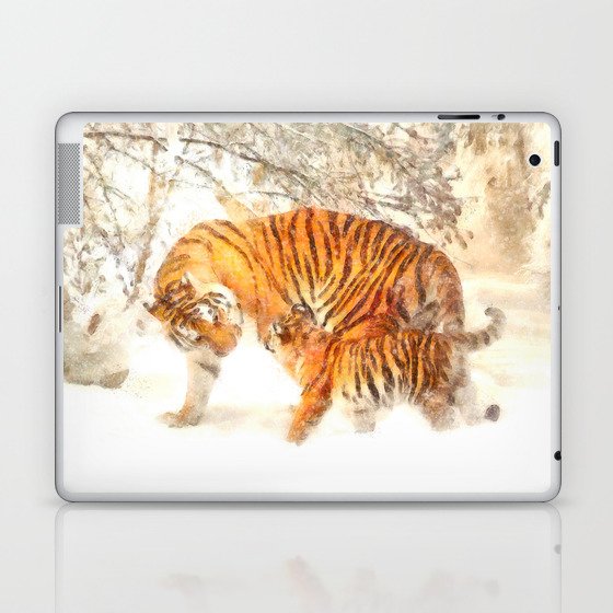 Siberian Tigers Mother and Cub Laptop & iPad Skin