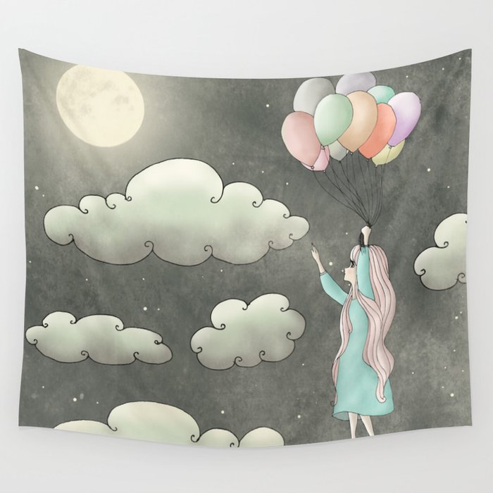 Fly Me to The Moon Wall Tapestry