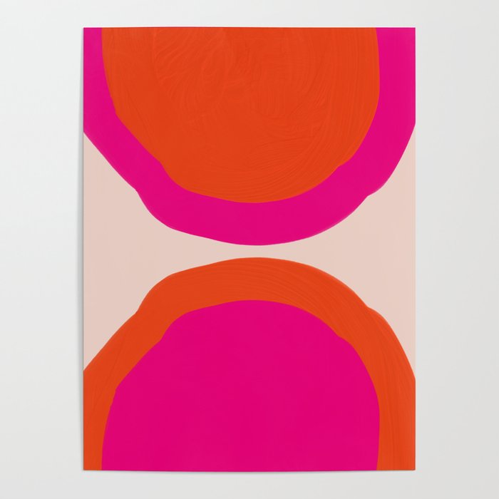 Curved Trajectories (Fuchsia Pink and Orange) Poster