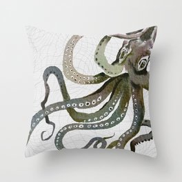 Salty Waves Octopus Throw Pillow