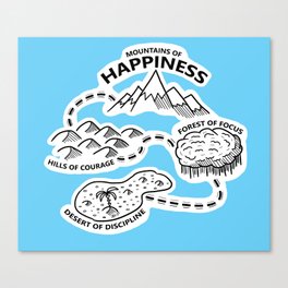 Motivational Map to Mountains of Happiness Canvas Print