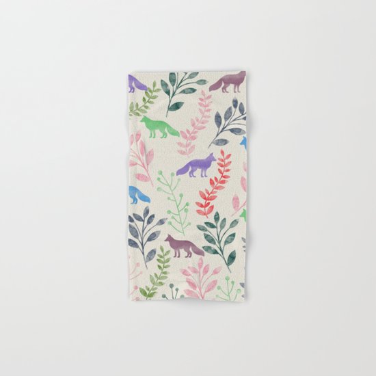 Watercolor Floral & Fox III Hand & Bath Towel