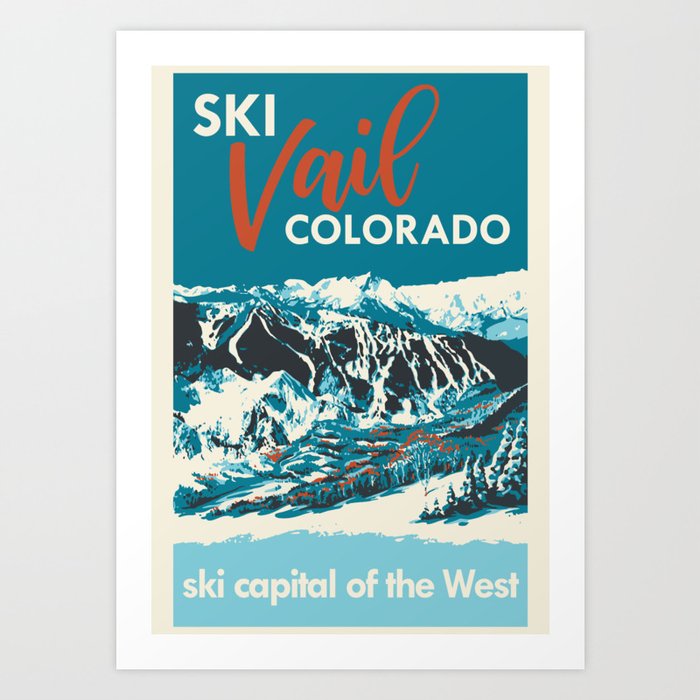 Ski Vail Colorado, vintage poster Art Print