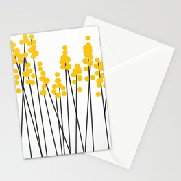 Hello Spring! Yellow/Black Retro Plants on White #decor #society6 #buyart Stationery Card