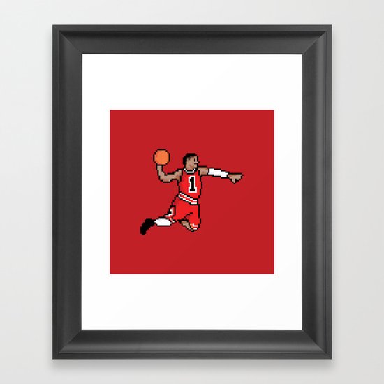 8-Bit: Derrick Rose Framed Art Print