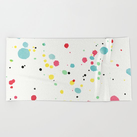 Watercolor splatters on white leather Beach Towel