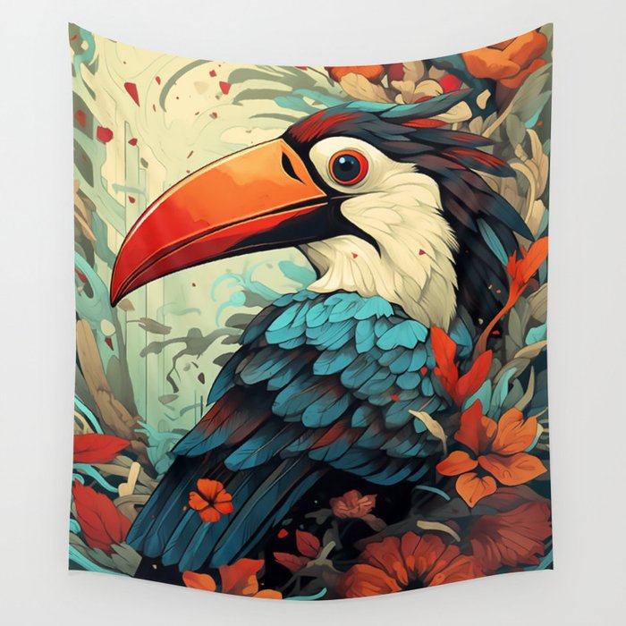 Flower Tucan Wall Tapestry