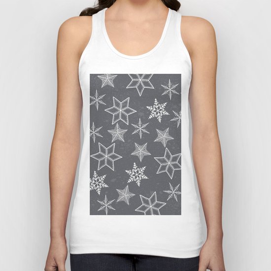 Snowflakes on grey background Unisex Tank Top