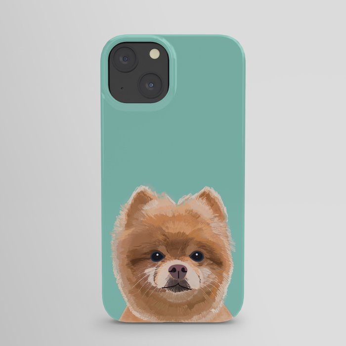Pomeranian dog portrait minty cute art gifts for dog breed pom lovers iPhone Case