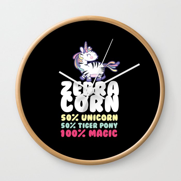 Zebracorn Unicorn Kids Stripes Wall Clock