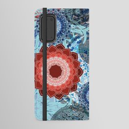 Yin & Yang Mandala Flower Design red blue Android Wallet Case