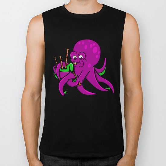 Octopus Playing The Bagpipes Biker Tank