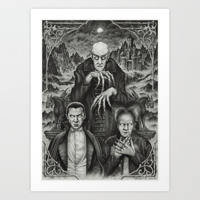 The Classic Horror Vintage Vampires Art Print By Derekarts Society6