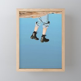 hanging off the earth Framed Mini Art Print
