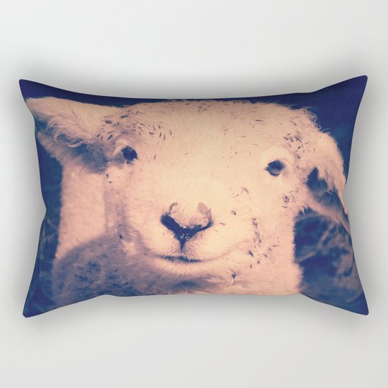 Innocence (Smiling White Baby Sheep) Rectangular Pillow