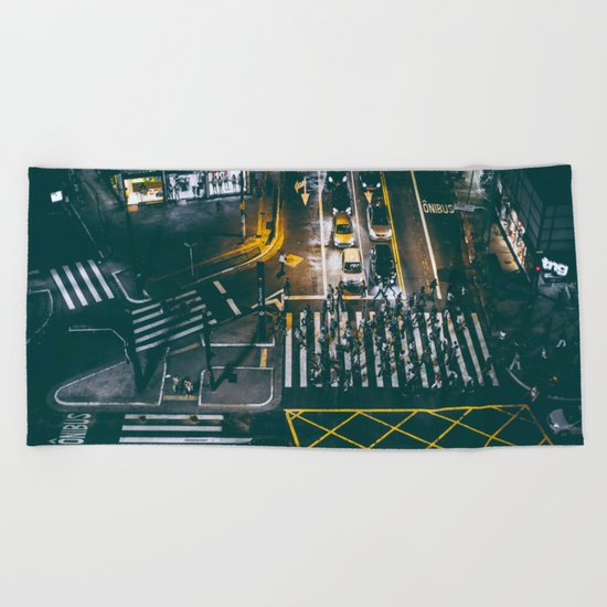 Night walking street 4 Beach Towel