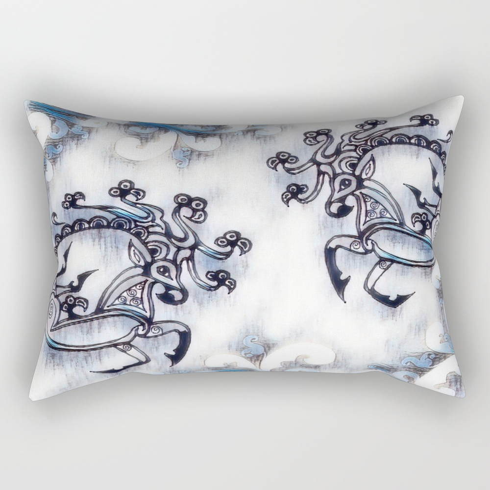 Scythian Ink Deer by Sheridon Rayment Rectangular Pillow by sheridonrayment