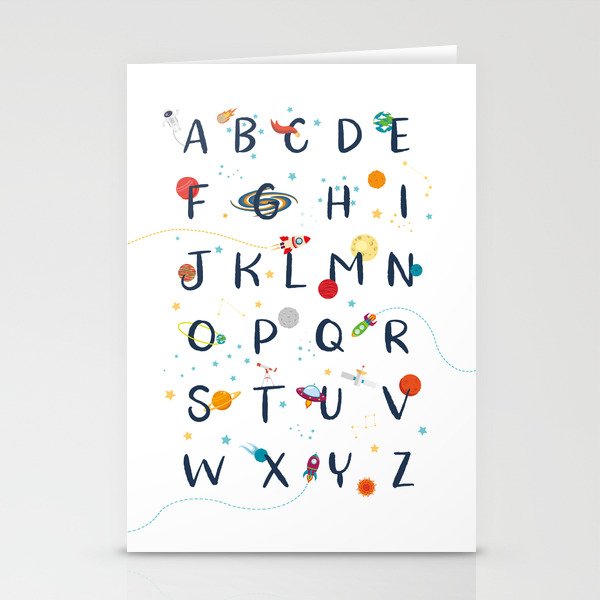 Space alphabet in white Stationery Cards