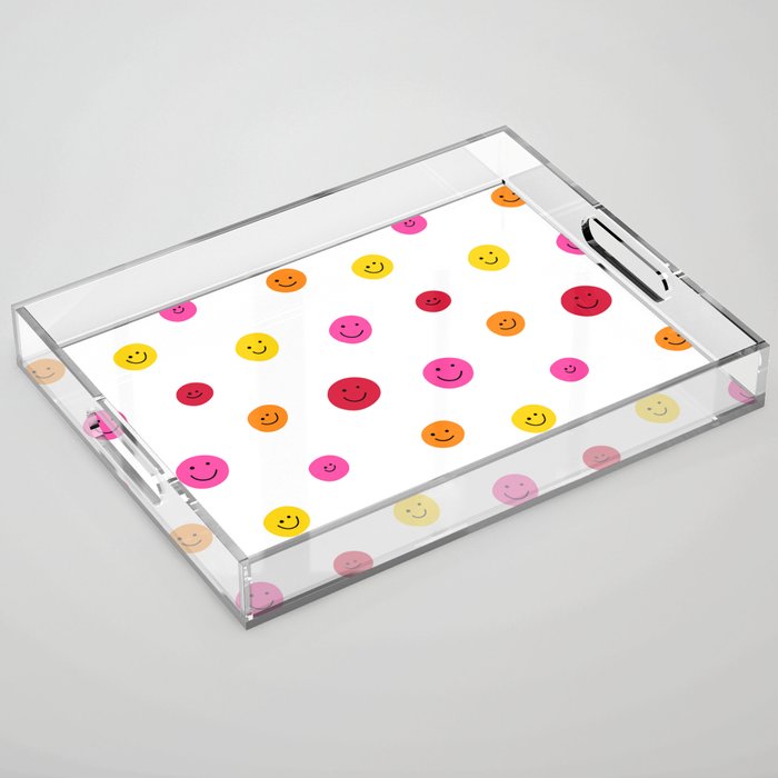 Happy Face Pattern (red/pink/yellow/orange) Acrylic Tray