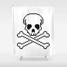 Pixel Skull And Crossbones. Shower Curtain
