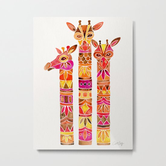 Giraffes – Fiery Palette Metal Print