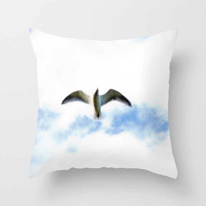 Seagull in Flight Throw Pillow
