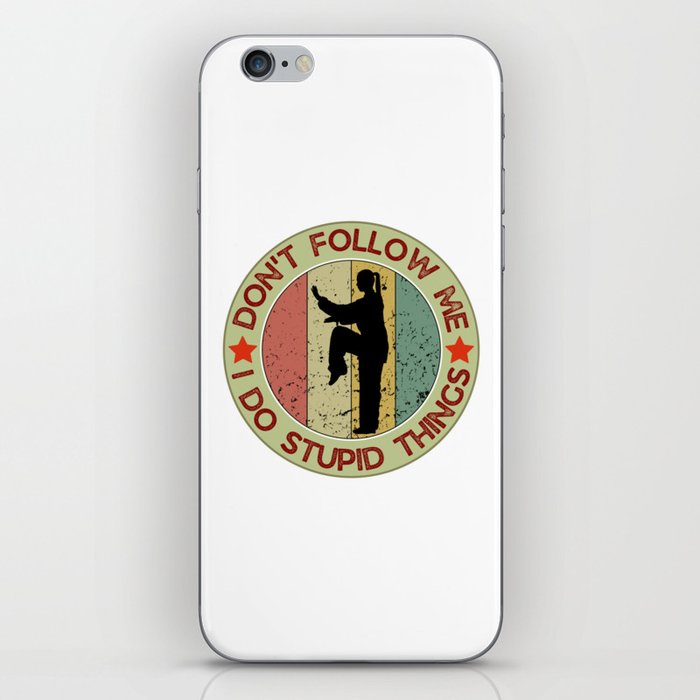 Karate Girl Silhouette, Funny Vintage Karate Lover Gift Idea For Women iPhone Skin