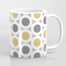 Retro Modern Yellow & Grey Circles Spots  Coffee Mug