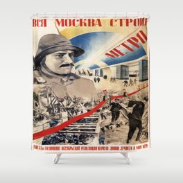 Vintage poster - Soviet Metro Shower Curtain