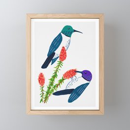 Folk art hummingbirds--bird painting Framed Mini Art Print