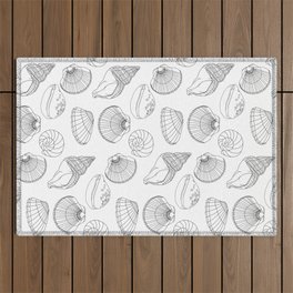 Shells in Black and White Outdoor Rug