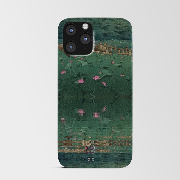 The lily pond at Benten Shrine in Shiba, Japan floral Japanese landscape painting by Kawase Hasui iPhone Card Case