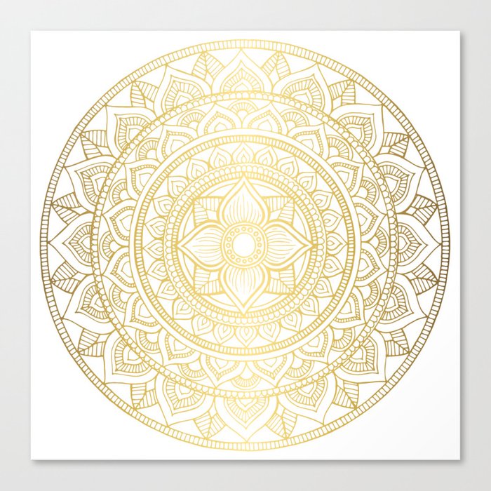 Hand Drawn Gold Bali Mandala Canvas Print