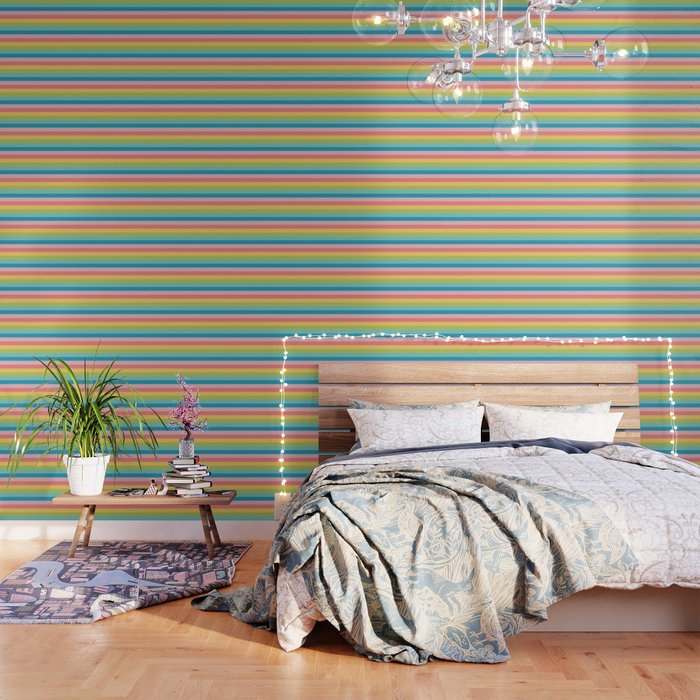 Vibrant Multicolored Stripes Wallpaper