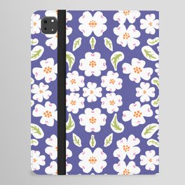Mid-Century Modern Dogwood Flowers Bloom Periwinkle iPad Folio Case